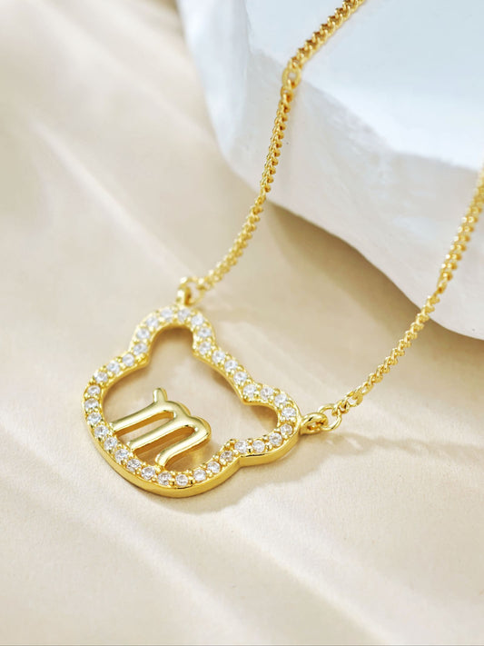 Fashion Bear Shape Necklace Gold-Plated S925 Necklace, Custom Available