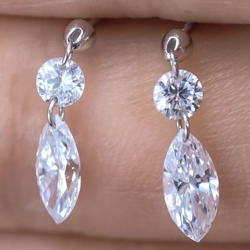 1.35ct Shapeless Lab Diamond Earring|18K Gold Earring, Custom Accept