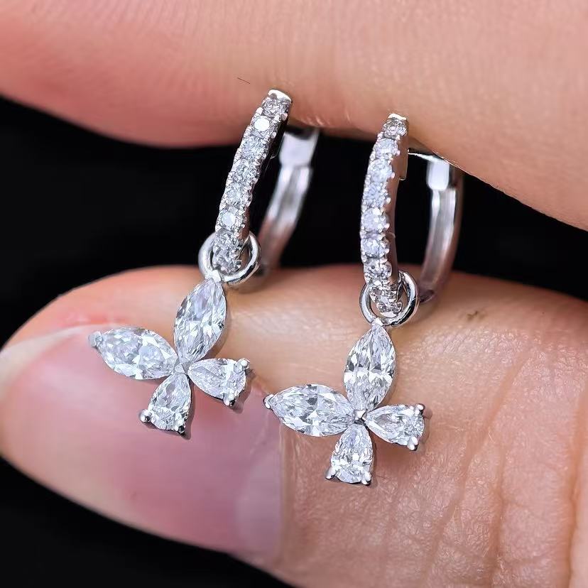 1.276ct Shapeless Lab Diamond Earring|18K Gold Earring, Custom Accept