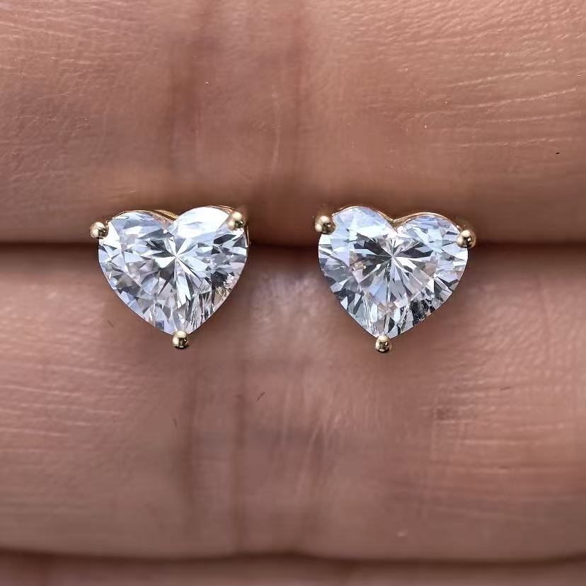 2.07ct Heart Lab Diamond Earring|18K Gold Earring, Custom Accept