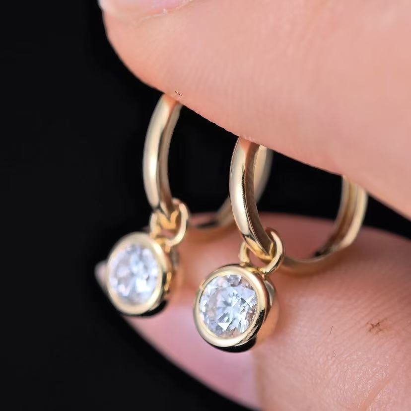 1.055ct Round Lab Diamond Earring|18K Gold Earring, Custom Accept