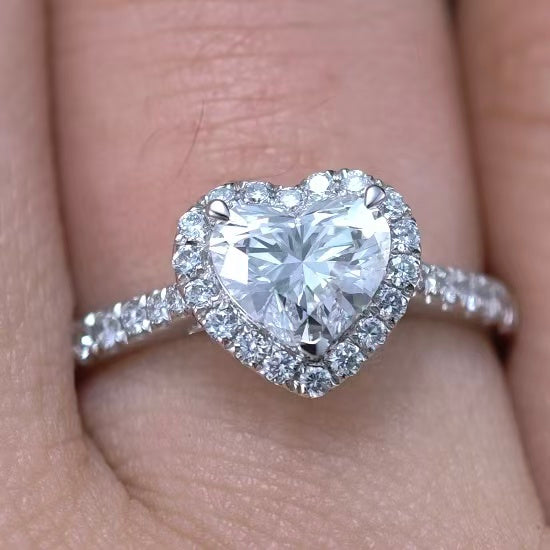 1.353 Ct Heart Lab Diamond Ring|PT-950 Platinum Ring, Custom Accept