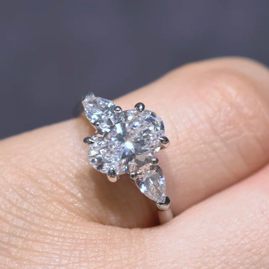 2.605Ct Oval Lab Diamond Ring| AU750 18K Gold Ring, Custom Accept