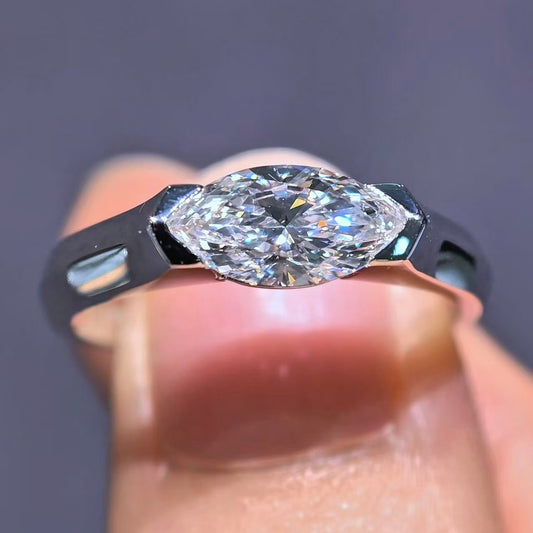 1.09ct Marquise Lab Diamond Ring|PT-950 Platinum Ring, Custom Accept