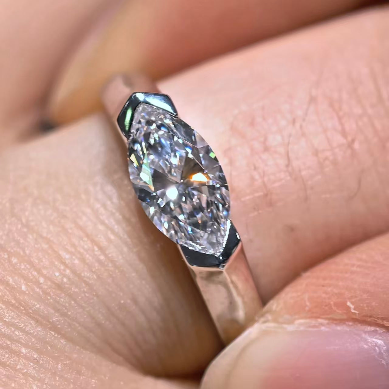 1.09ct Marquise Lab Diamond Ring|PT-950 Platinum Ring, Custom Accept