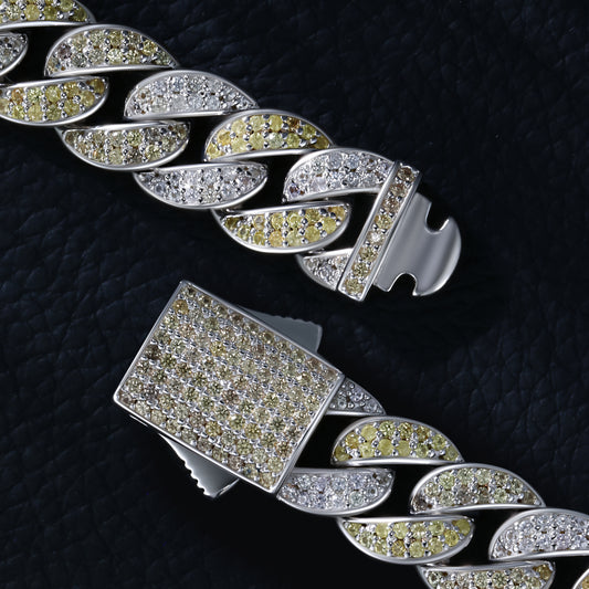 Lab Sapphire Cuban Link Bracelet | 18K Gold-Plated S925 Silver, Custom Available