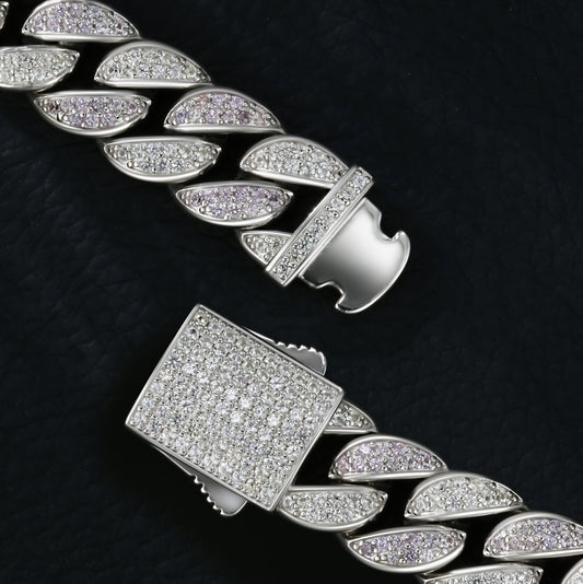Lab Sapphire Cuban Link Bracelet | 18K Gold-Plated S925 Silver, Custom Available