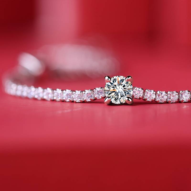 0.3Ct Round Mossanite S925 Tennis Bracelet| White Gold-Plated S925 Silver, Custom Available