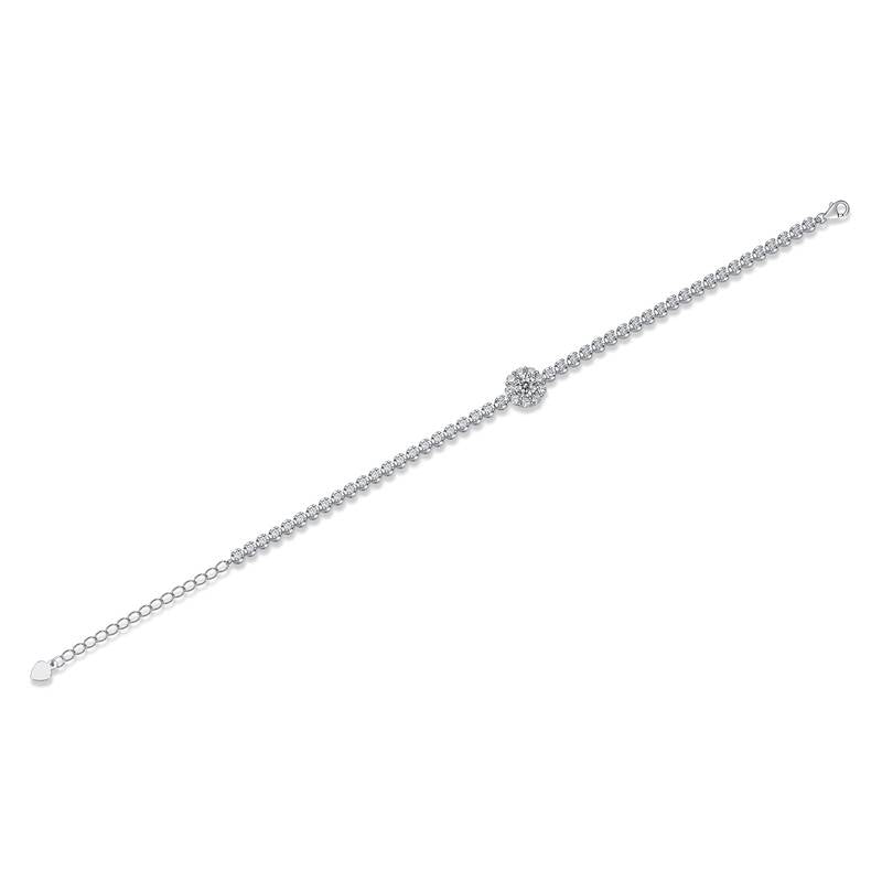 0.5Ct Round Mossanite Tennis Bracelet |White Gold-Plated S925 Silver, Custom Available
