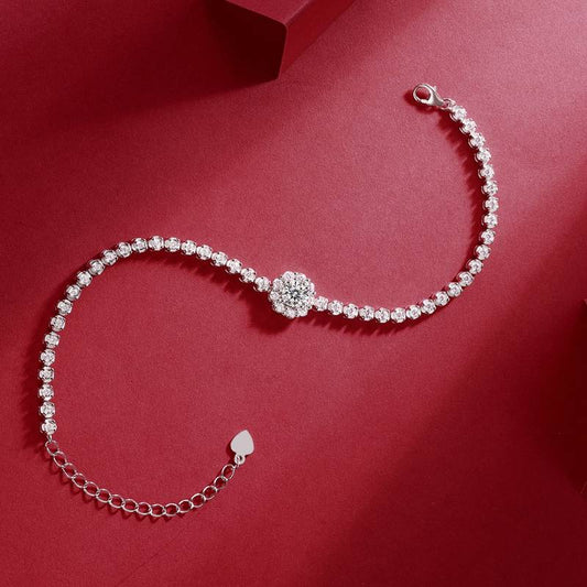 0.5Ct Round Mossanite Tennis Bracelet |White Gold-Plated S925 Silver, Custom Available