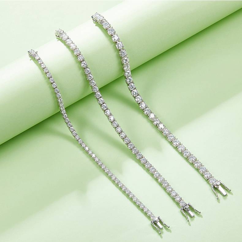 D Grade Mossanite Tennis Bracelet Necklace Set|White Gold-Plated S925 Silver, Custom Available