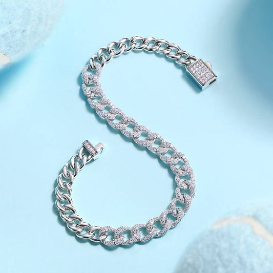 1.44Ct Round Mossanite Bracelet | White Gold-Plated S925 Silver, Custom Available