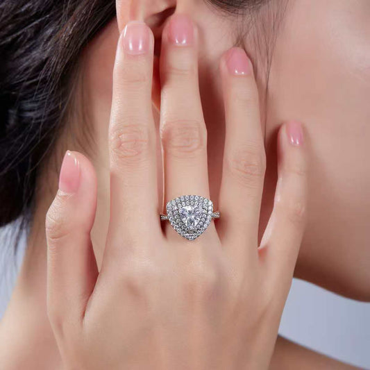 2Ct Triangle Mossanite Women Ring | White Gold-Plated S925 Silver, Custom Available