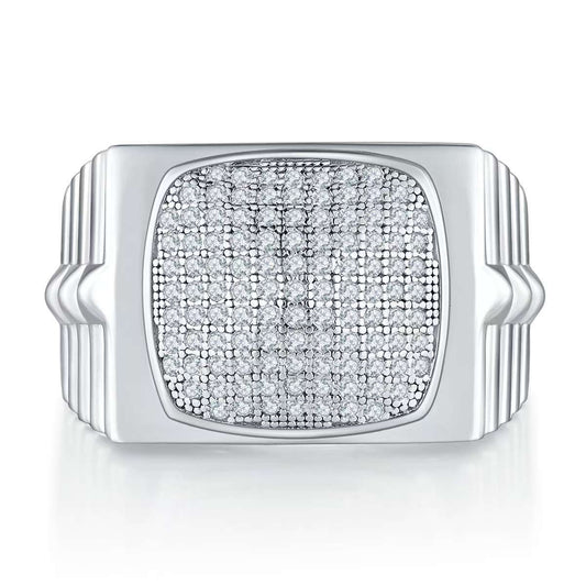 0.7Ct Round Mossanite Men Ring |18K White Gold-Plated S925 Silver, Custom Available