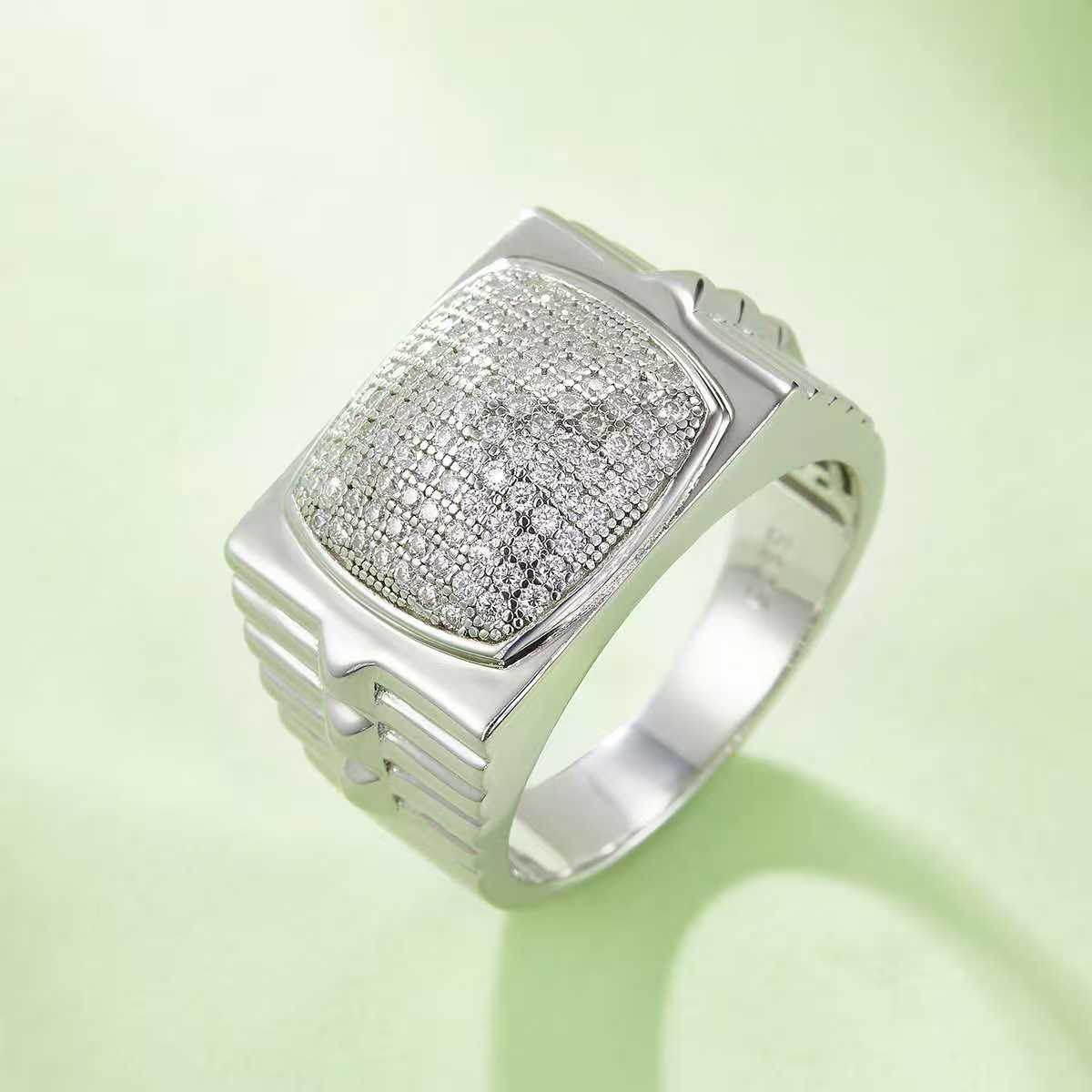 0.7Ct Round Mossanite Men Ring |18K White Gold-Plated S925 Silver, Custom Available