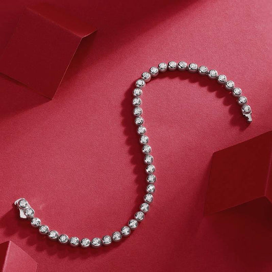 2.5mm Round Mossanite Tennis Bracelet |White Gold-Plated S925 Silver, Custom Available