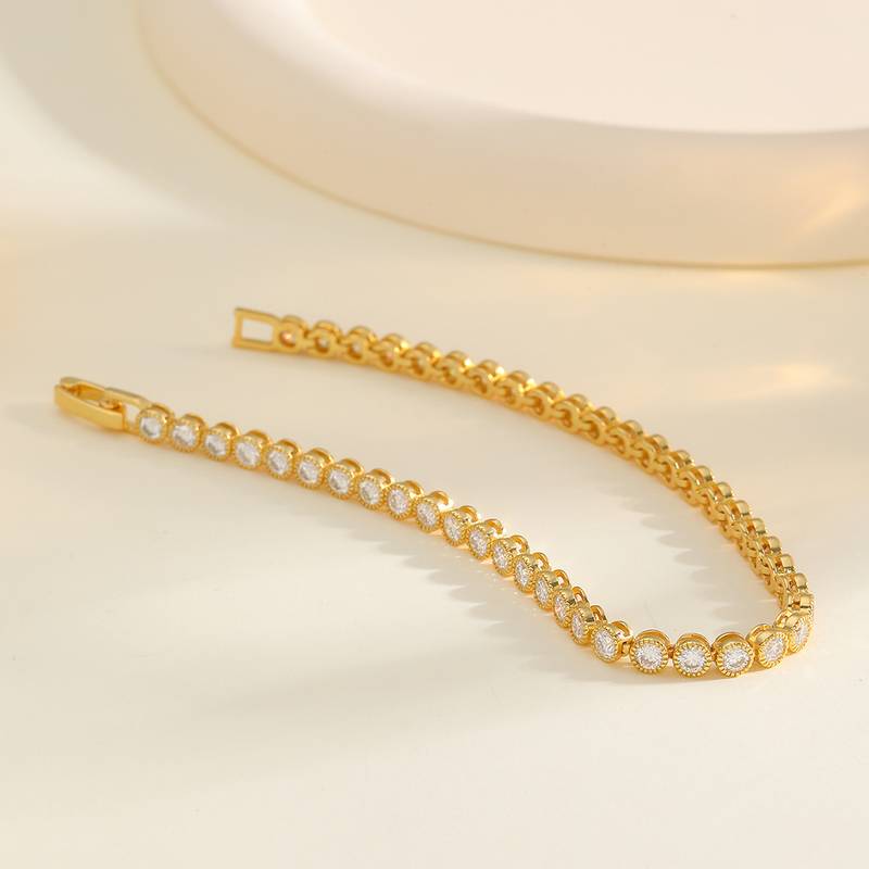 4.3Ct Round Mossanite Tennis Bracelet | 18k Gold-Plated S925 Silver, Custom Available