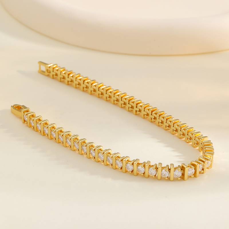 4.2Ct Round Mossanite Tennis Bracelet | 18K Gold-Plated S925 Silver, Custom Available