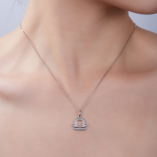 Libra Zodiac Moissanite Necklace | S925 With 18K White Gold Plating, Customize