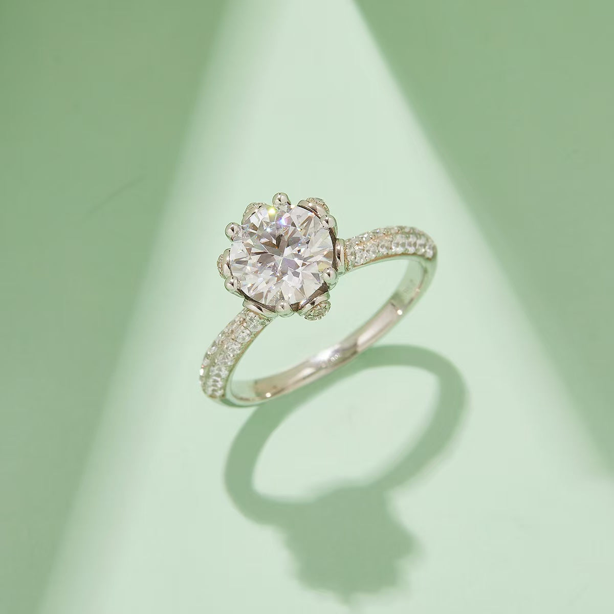 2Ct 8mm Round Mossanite Women Ring |18K White Gold-Plated S925 Silver, Custom Available