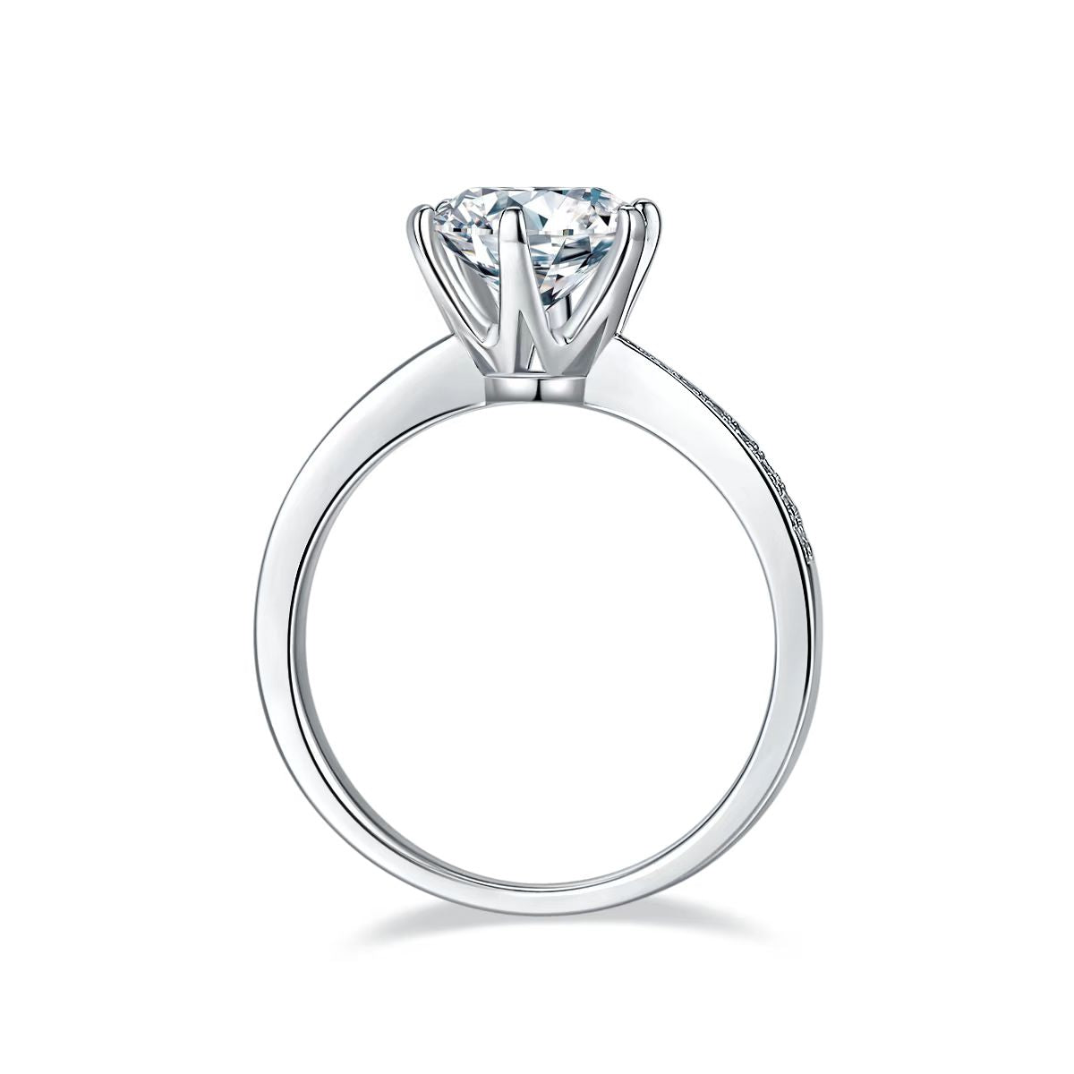 2Ct 8mm Round Mossanite Women Ring |18K White Gold-Plated S925 Silver, Custom Available