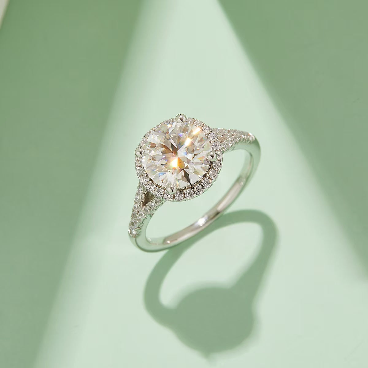 3Ct 9mm Round Mossanite Women Ring |18K White Gold-Plated S925 Silver, Custom Available