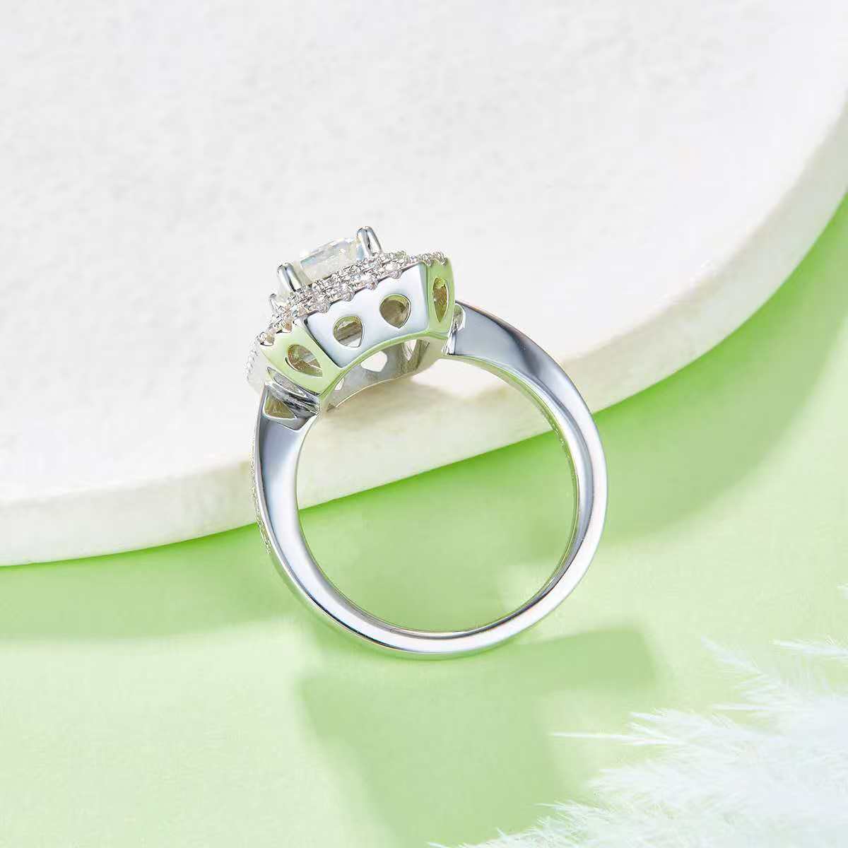 2Ct Rectangle Mossanite Women Ring | White Gold-Plated S925 Silver, Custom Available