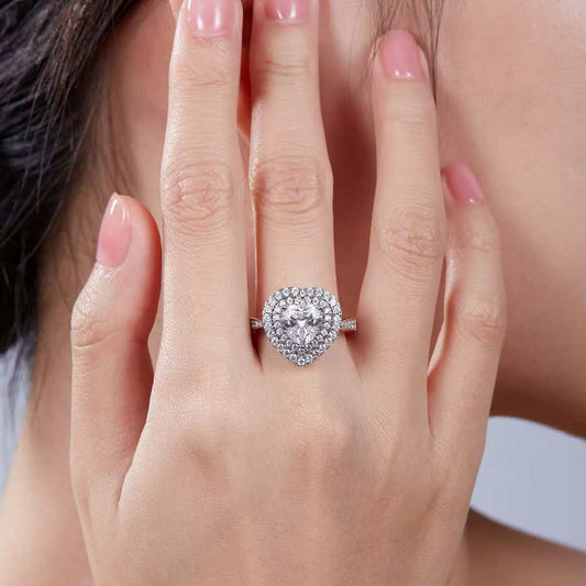 2Ct Heart Mossanite Women Ring | White Gold-Plated S925 Silver, Custom Available
