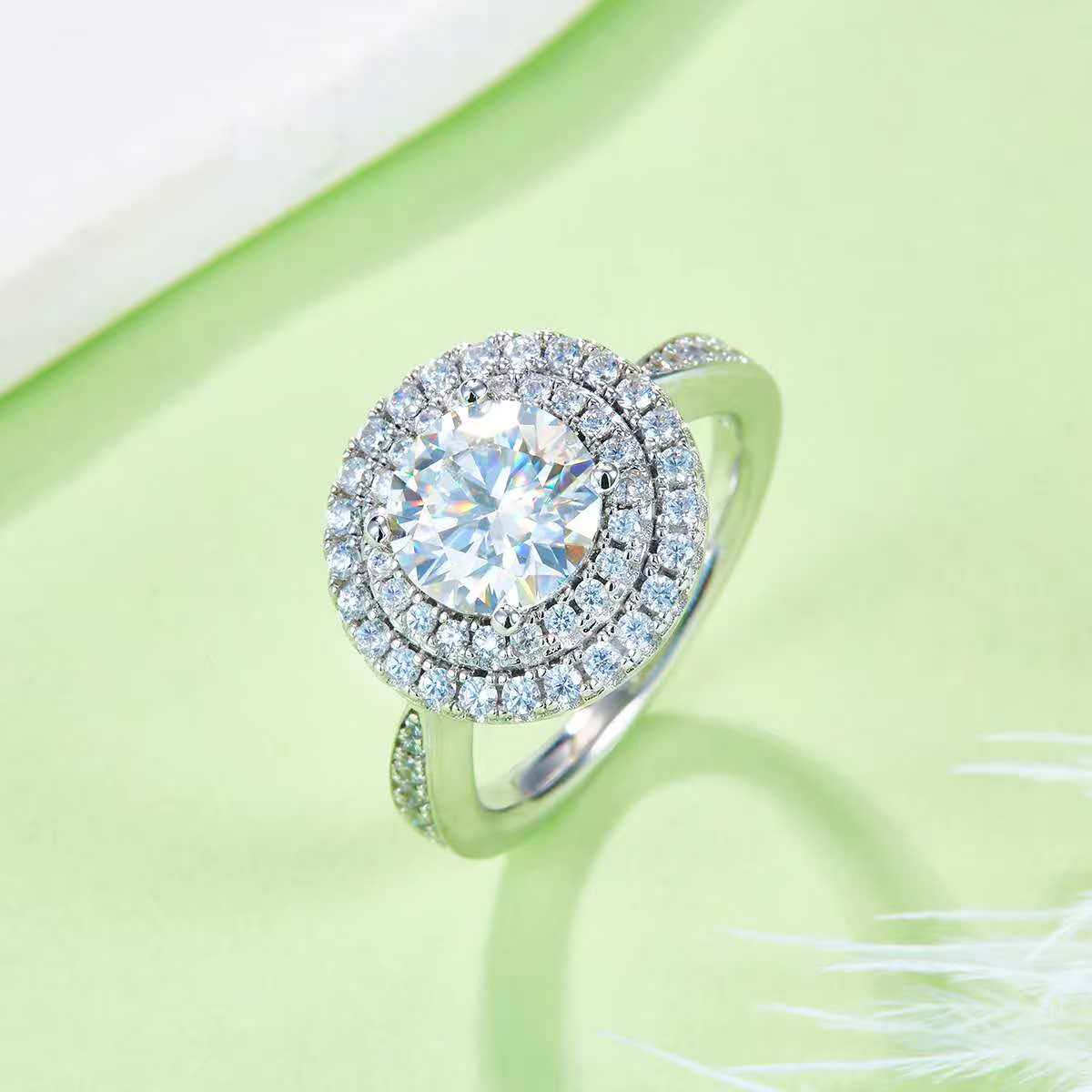 2Ct Round Mossanite Women Ring | White Gold-Plated S925 Silver, Custom Available