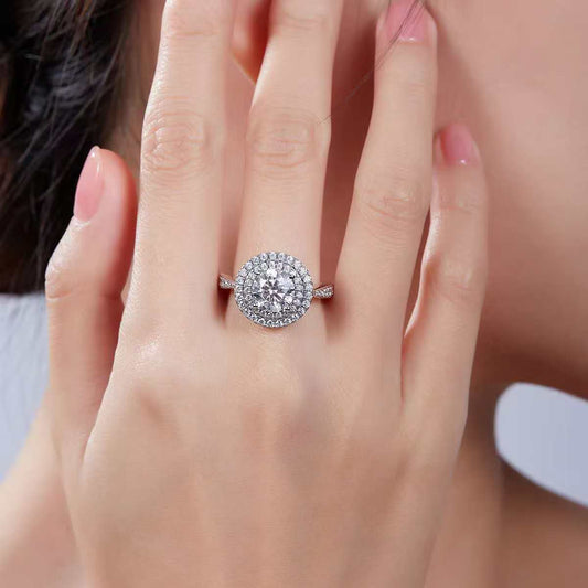 2Ct Round Mossanite Women Ring | White Gold-Plated S925 Silver, Custom Available