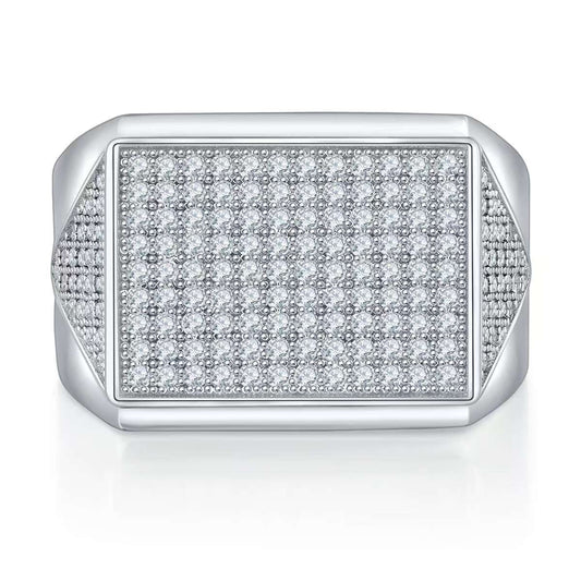0.95Ct Round Mossanite Men Ring | White Gold-Plated S925 Silver, Custom Available