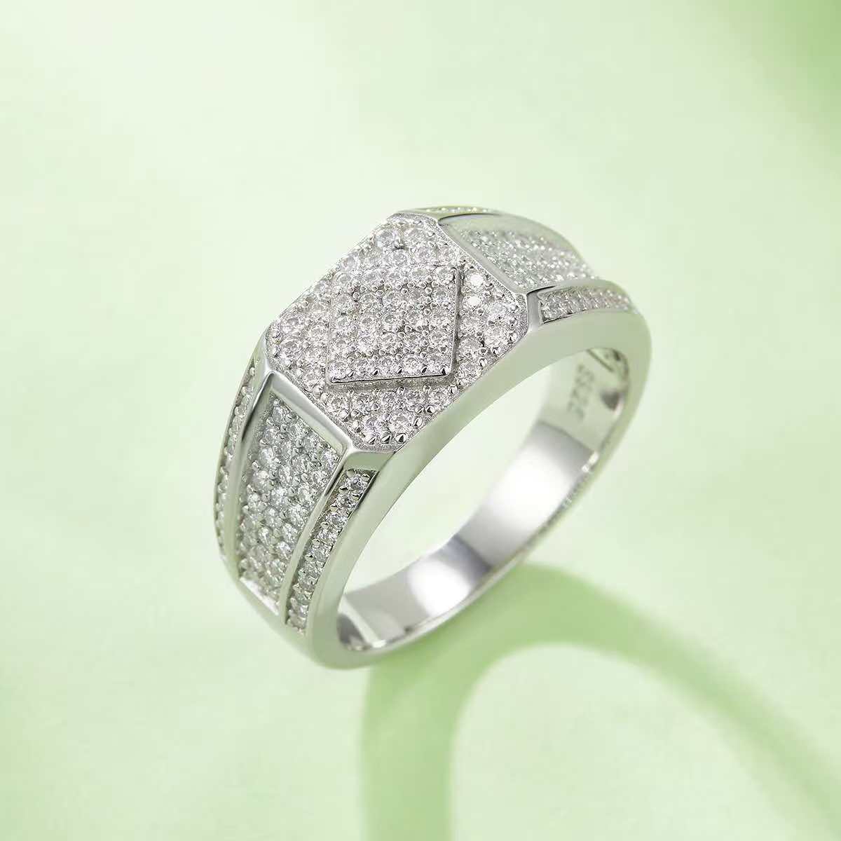 0.94ct Round Mossanite Men Ring |18K White Gold-Plated S925 Silver, Custom Available