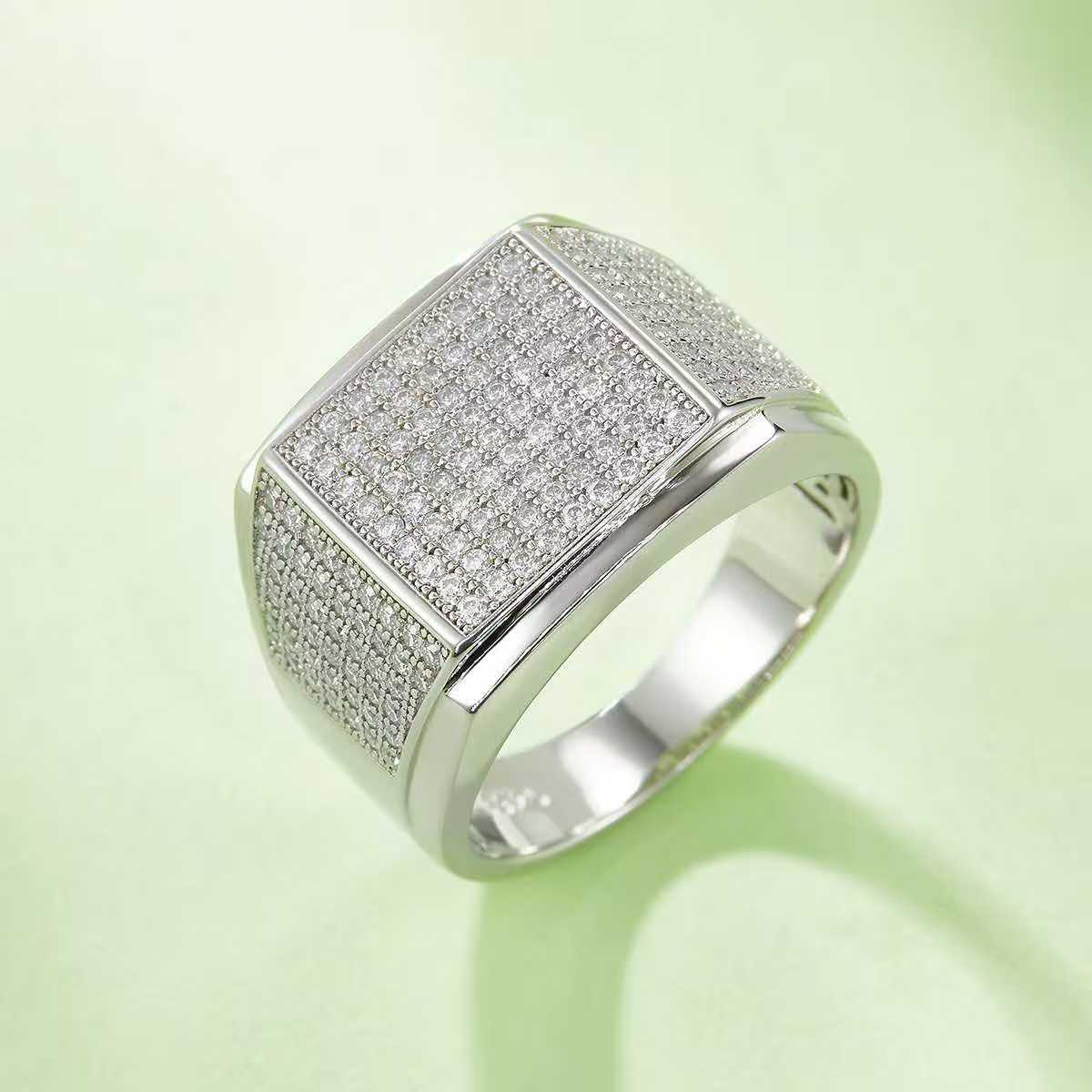 3Ct 9mm Round Mossanite Men Ring |18K White Gold-Plated S925 Silver, Custom Available