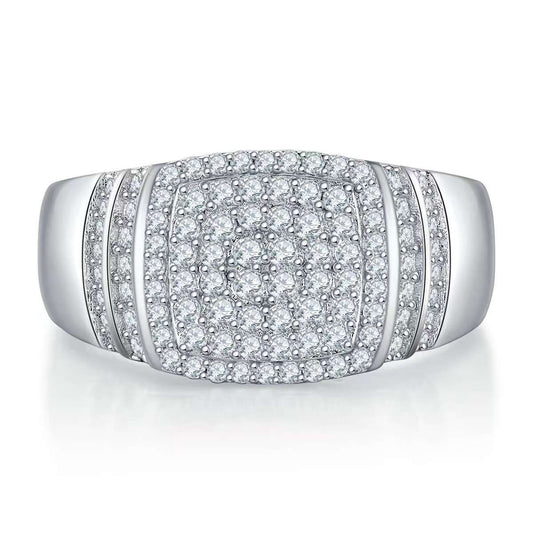 0.82ct Round Mossanite Men Ring |18K White Gold-Plated S925 Silver, Custom Available