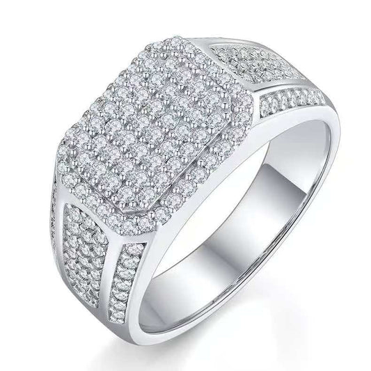 1.2Ct Round Mossanite Men Ring |18K White Gold-Plated S925 Silver, Custom Available