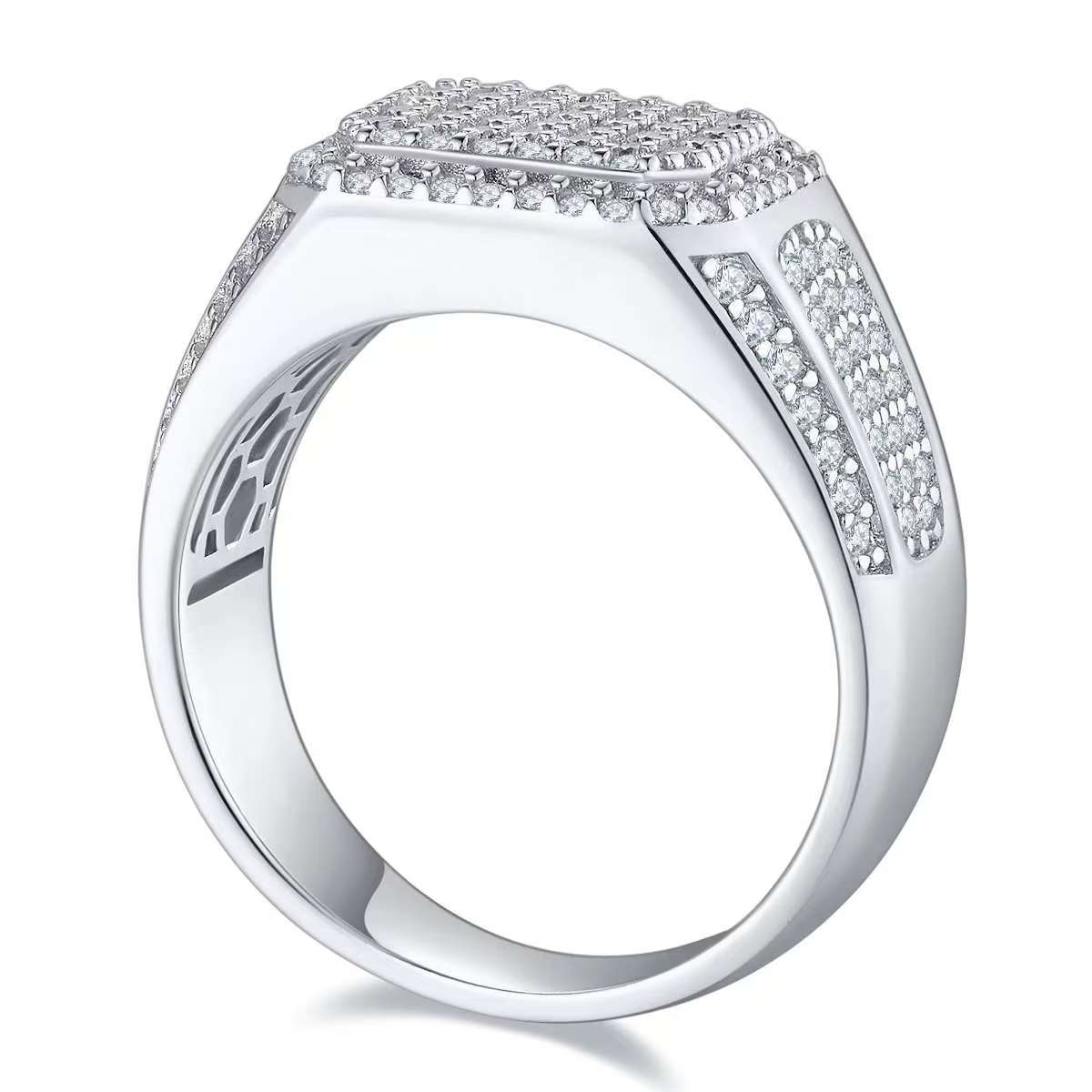 1.2Ct Round Mossanite Men Ring |18K White Gold-Plated S925 Silver, Custom Available