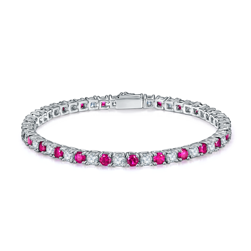 3.0mm Lab Sapphire Tennis Bracelet | White Gold-Plated S925 Silver, Custom Available