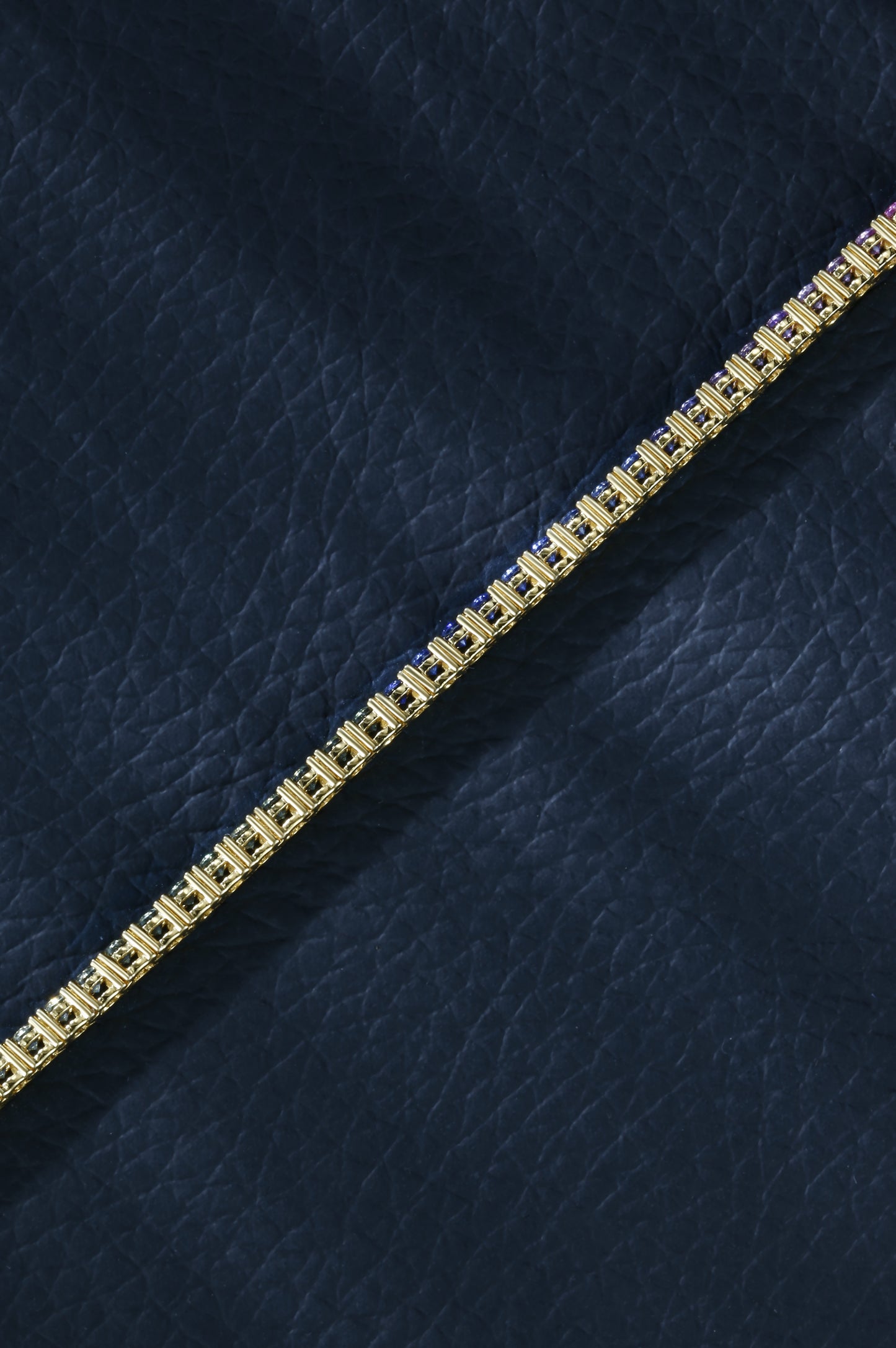 2mm Rainbow Corundum Tennis Bracelet | 18K Gold-Plated S925 Silver, Custom Available