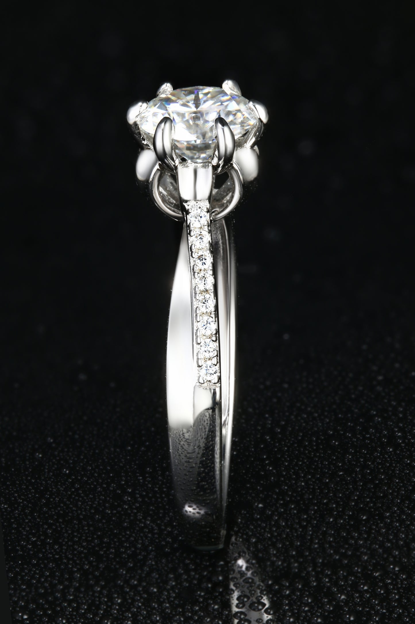 1ct Round Mossanite Women Ring | White Gold-Plated S925 Ring, Custom Available
