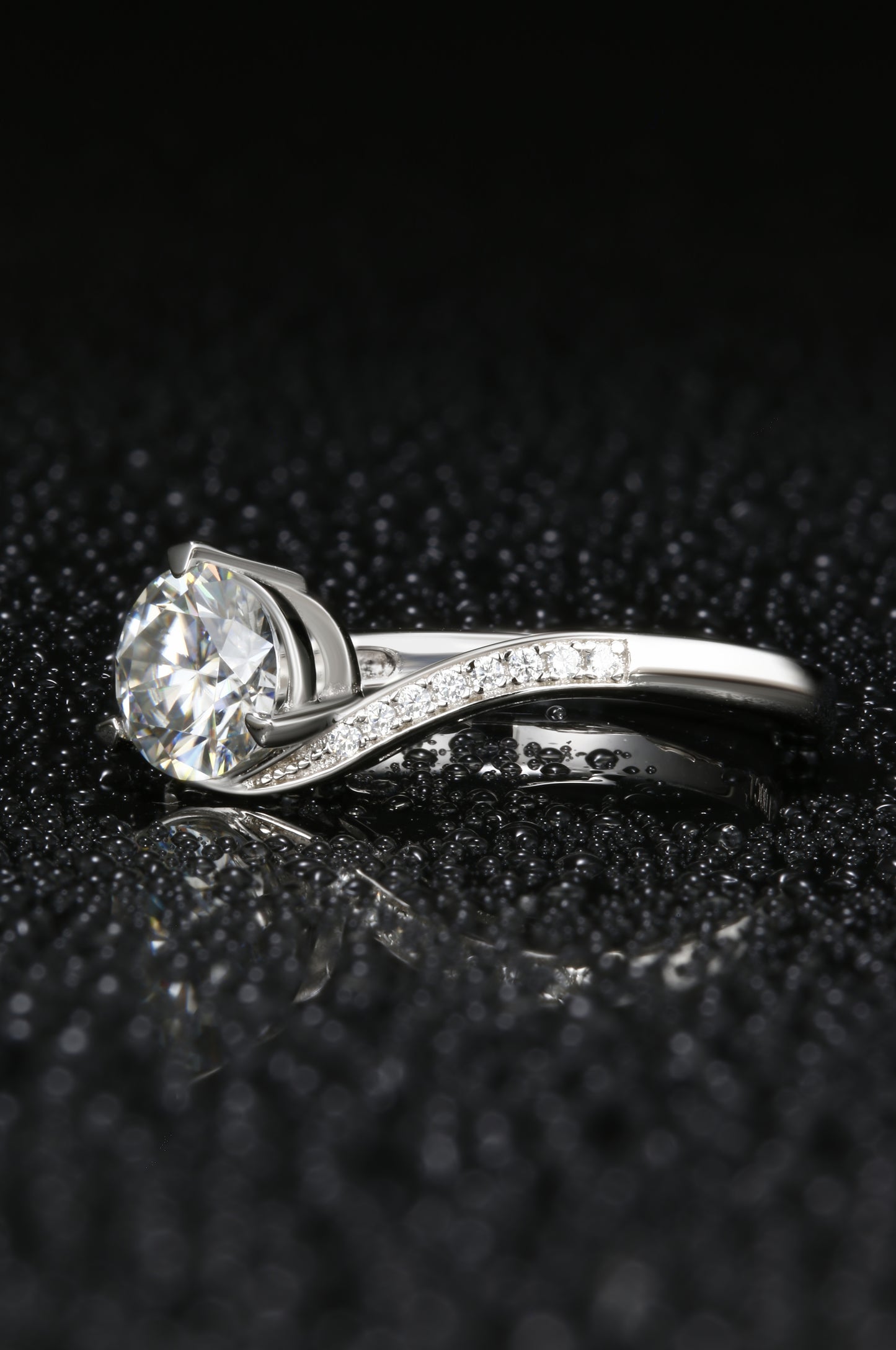 1ct Round Mossanite Women Ring | White Gold-Plated S925 Ring, Custom Available