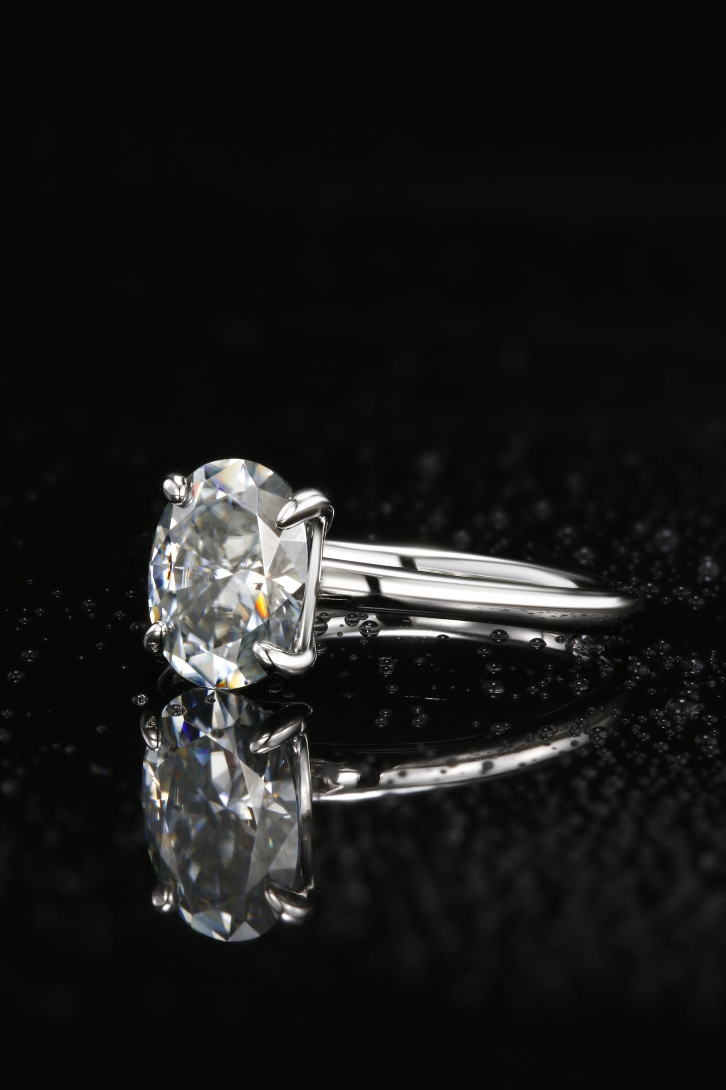 1ct Oval Mossanite Women Ring | White Gold-Plated S925 Ring, Custom Available