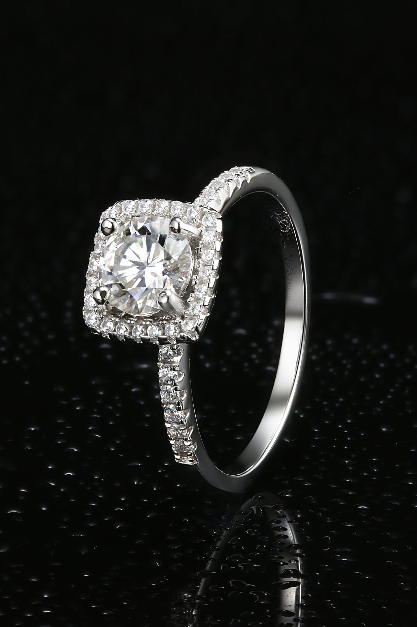 1ct Round Mossanite Women Ring | White Gold-Plated S925 Ring, Custom Available