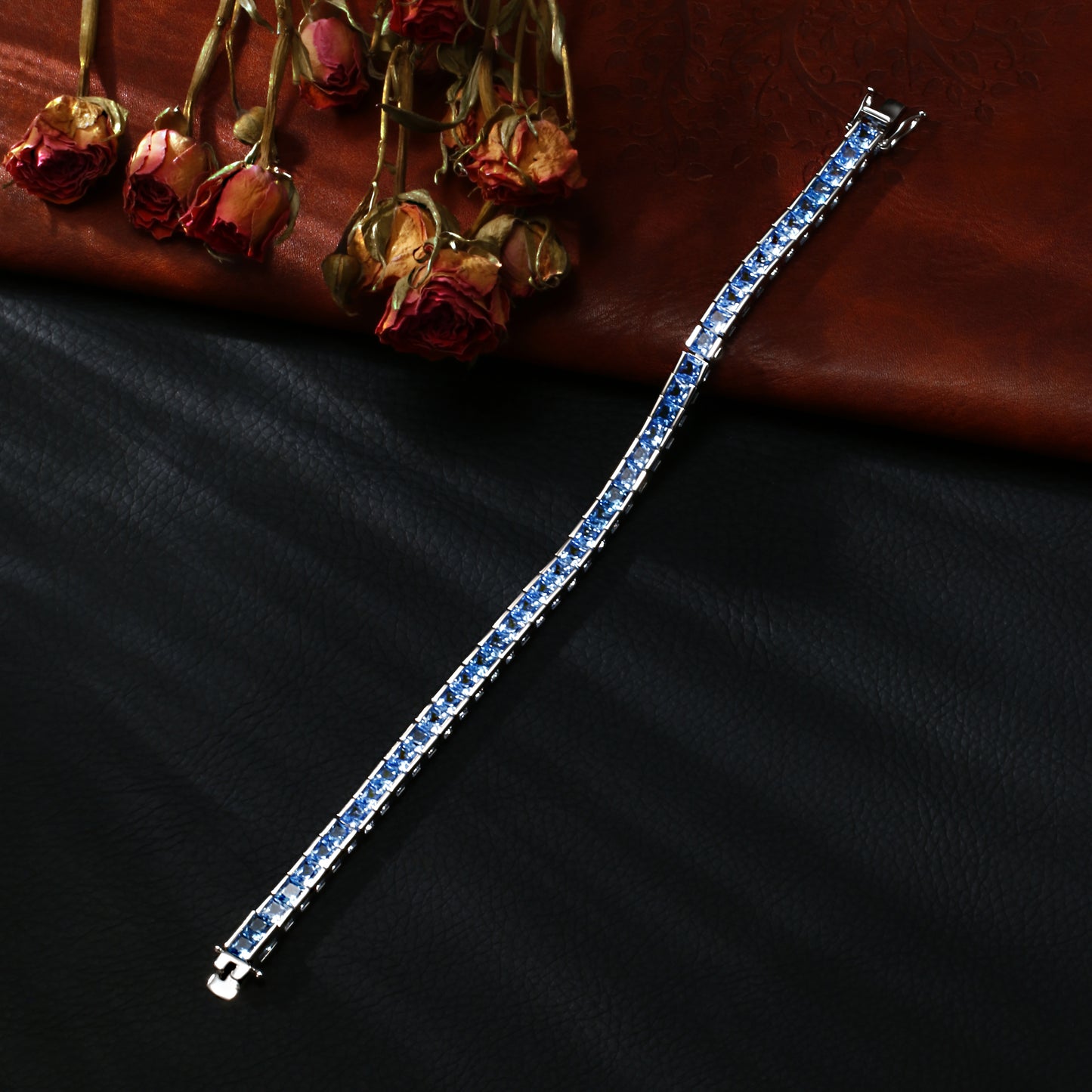 Blue Spinel Tennis Bracelet -Plated S925 Silver, Custom Available