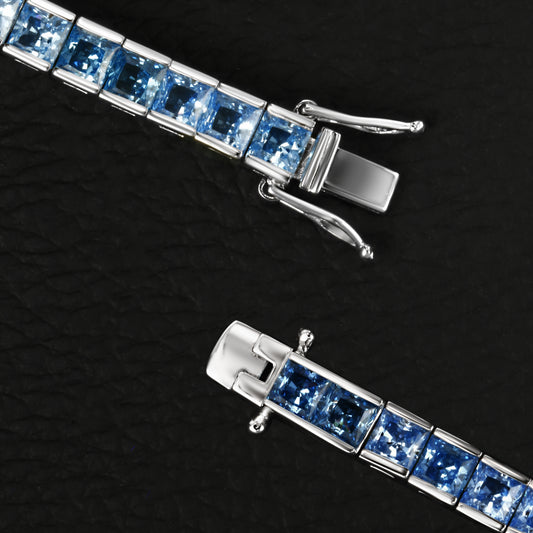 Blue Spinel Tennis Bracelet -Plated S925 Silver, Custom Available