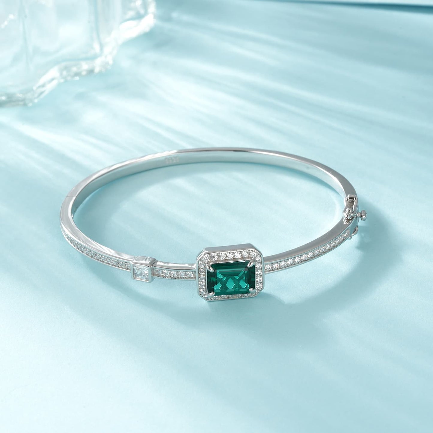 2.03 Ct Emerald Cut Lab Emerald Bracelet | Rhodium-Plated S925 Silver, Custom Available