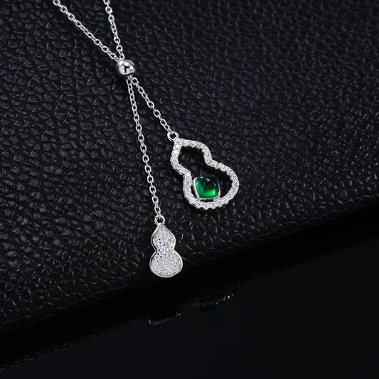 4*4 MM 0.4 Ct Square Lab Emerald Necklace | Rhodium-Plated S925 Silver, Custom Available