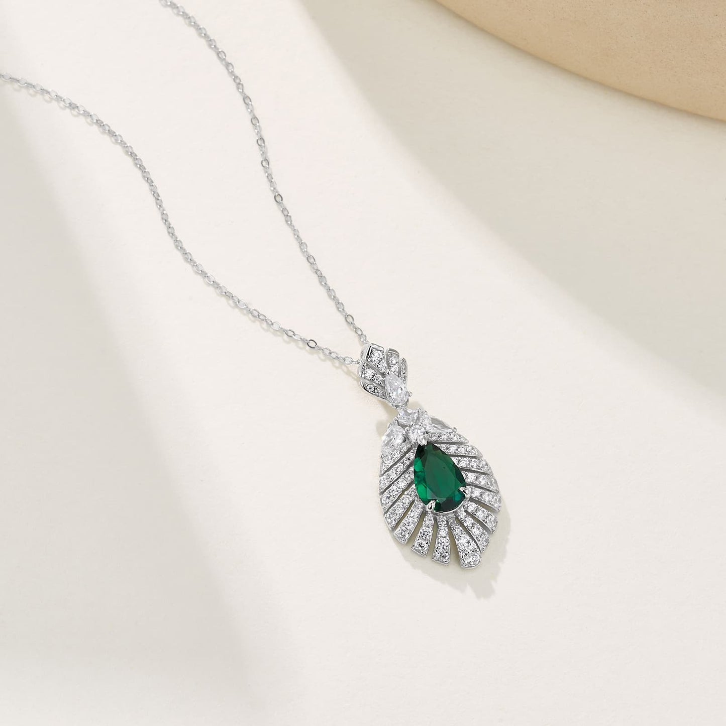 1.79Ct Lab Emerald Necklace | Rhodium-Plated S925 Silver, Custom Available