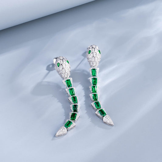 Rectangle Lab Emerald S925 Set | Silver Jewelry, Custom Available