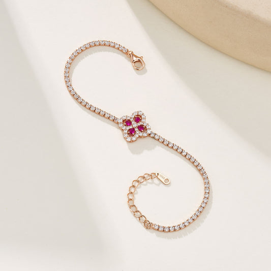 0.14ct Geometry Lab Ruby Bracelet | Rhodium-Plated S925 Silver, Custom Available