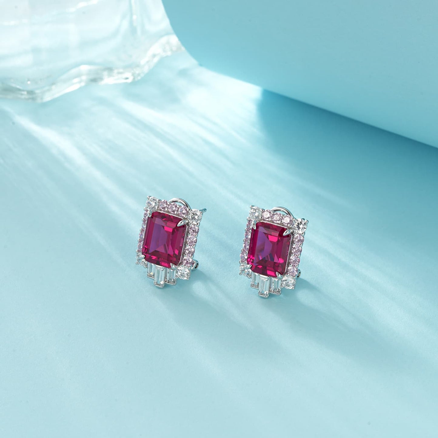 3.82ct SQ Lab Ruby Earring | Rhodium-Plated S925 Silver, Custom Available